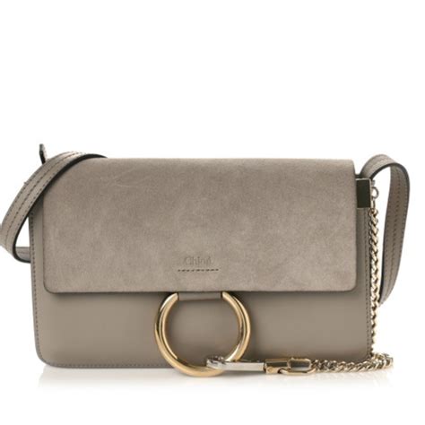 chloe faye small motty grey|Chloe Motty Grey Calfskin/Suede Small Faye Shoulder Bag.